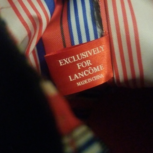 Lancomé Black/Red Outside MultiStriped Inside Tote - Picture 3 of 4